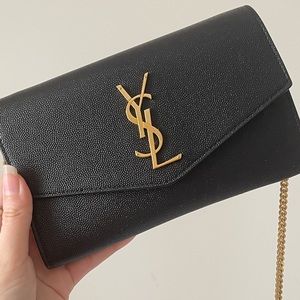 Auth Saint Laurent Black Uptown Wallet on Chain
